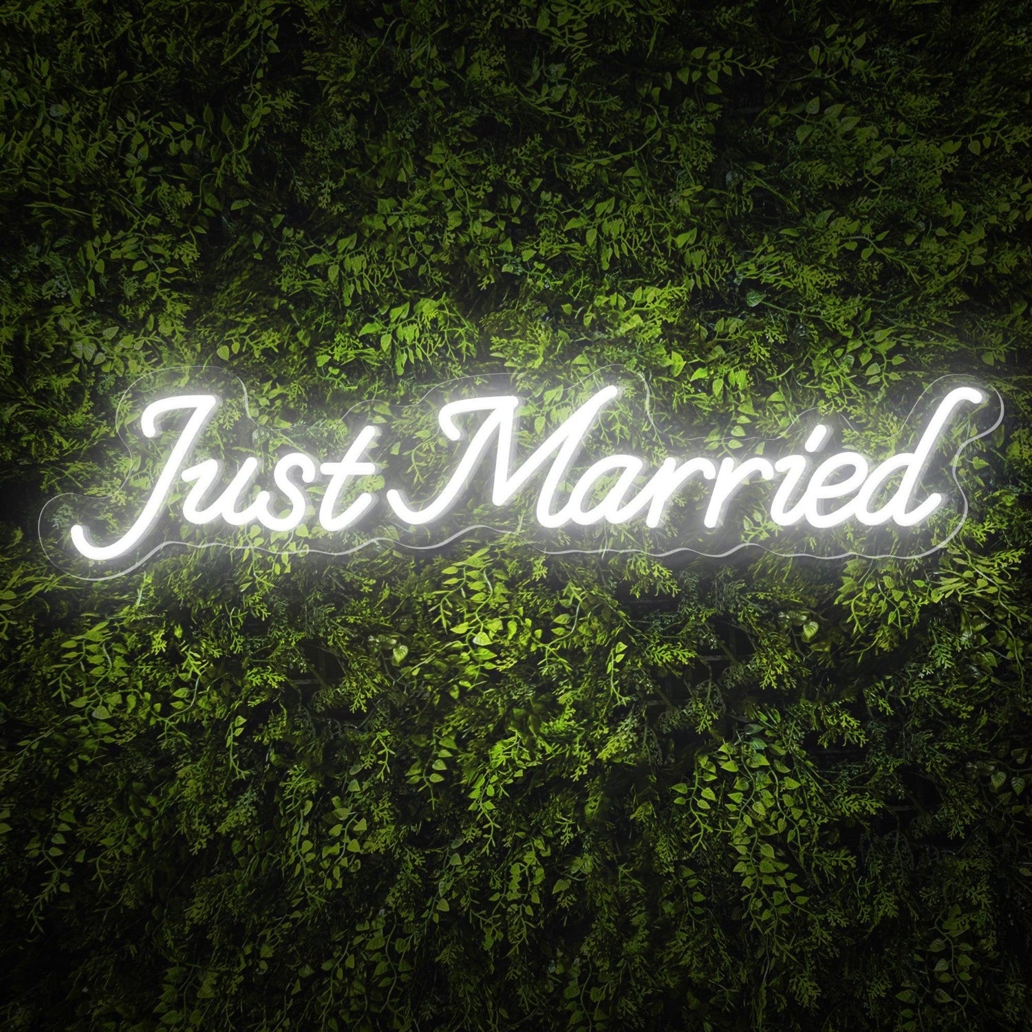Just Married Led Neon Sign Warm White Wedding Greenery Wall Decor | Shineneon