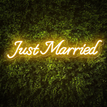 Just Married Led Neon Sign Warm White Wedding Greenery Wall Decor | Shineneon