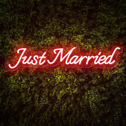 Just Married Led Neon Sign Warm White Wedding Greenery Wall Decor | Shineneon