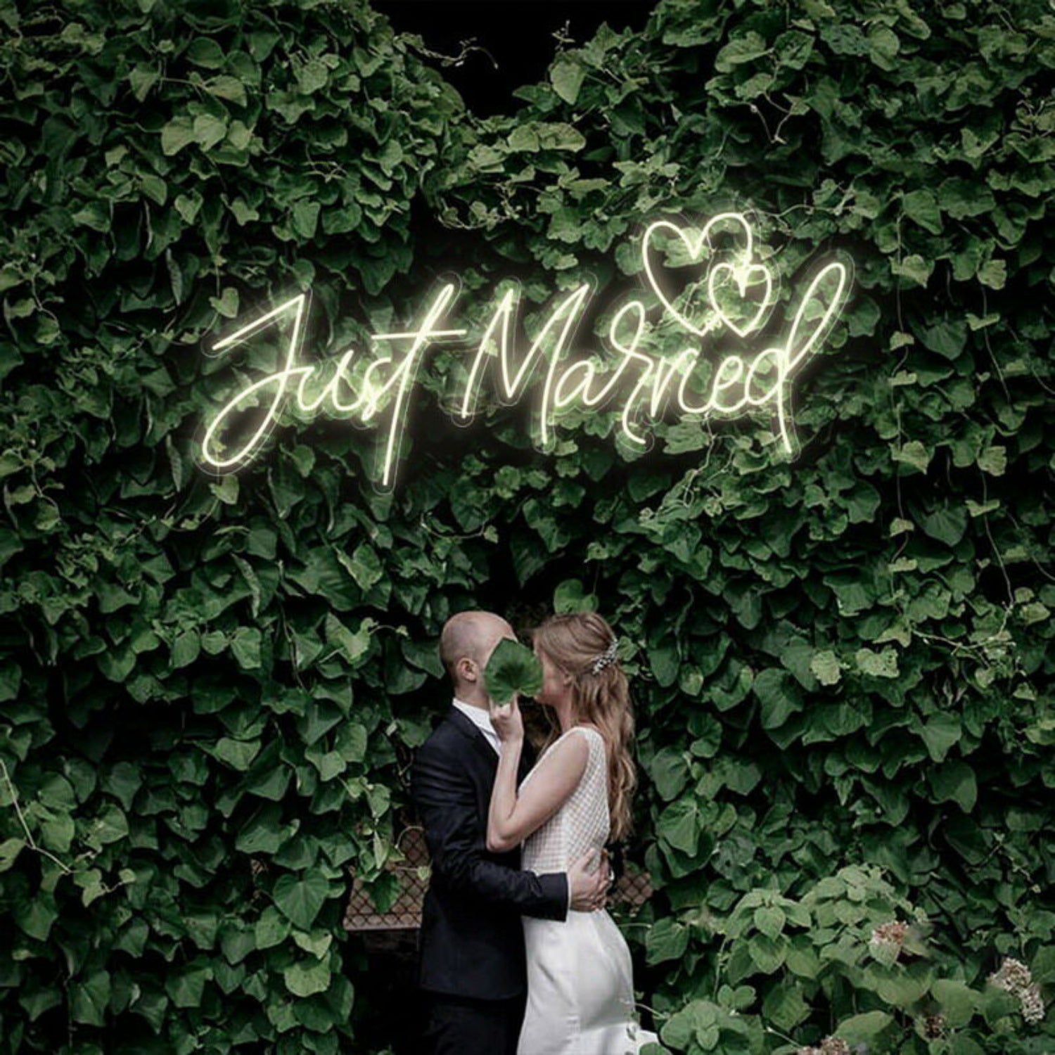 Just Married Two Love Hearts Neon Sign | Shineneon