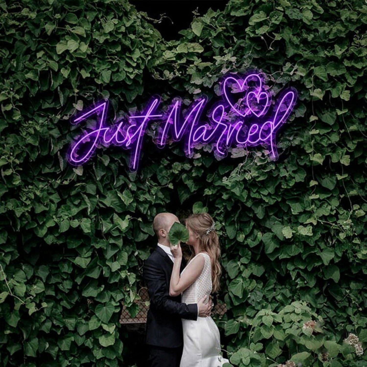 Just Married Two Love Hearts Neon Sign | Shineneon