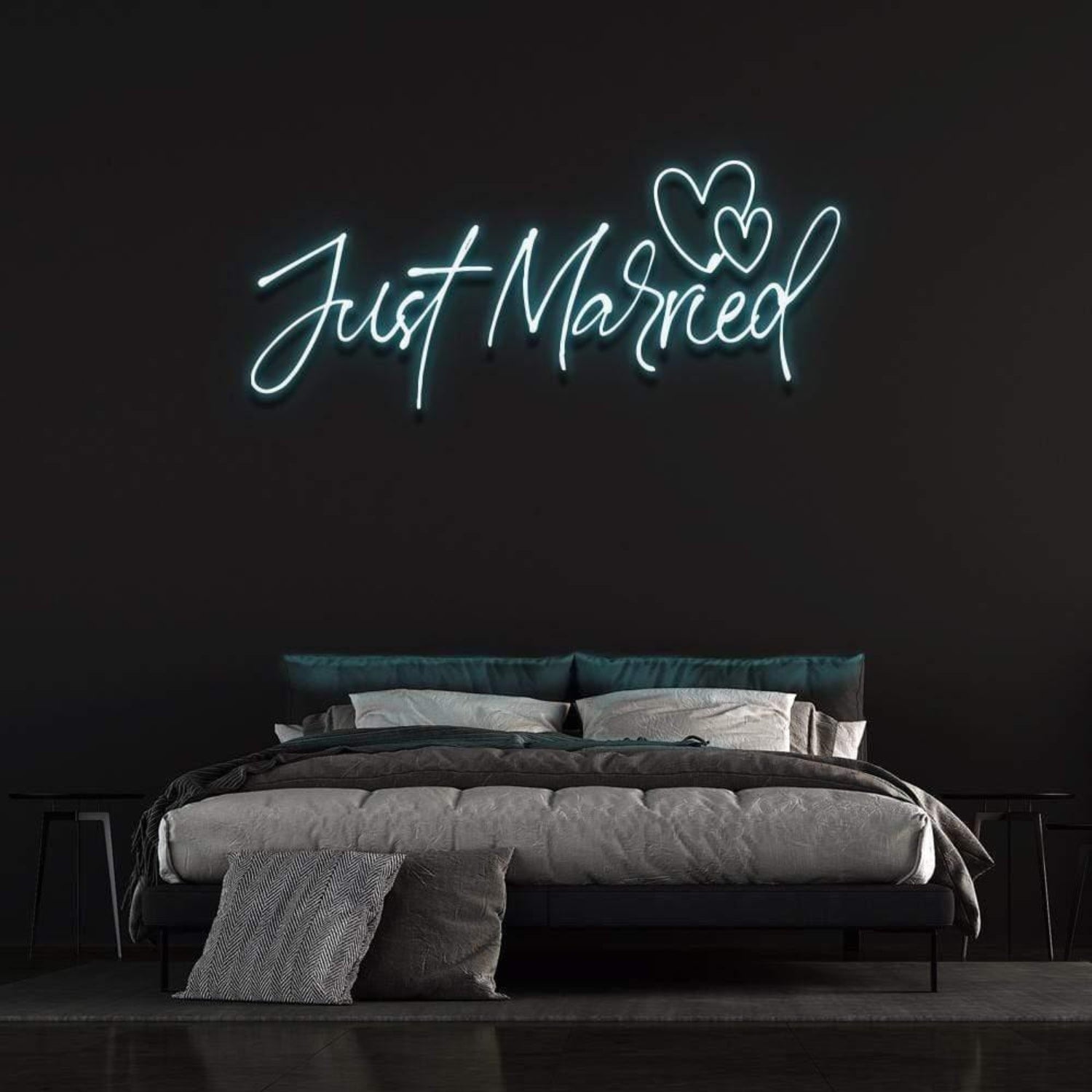 Just Married Warm Yellow Heart Led Neon Sign For Romantic Bedroom Decor | Shineneon