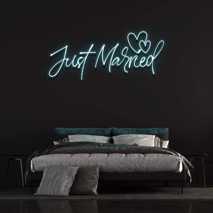 Just Married Warm Yellow Heart Led Neon Sign For Romantic Bedroom Decor | Shineneon