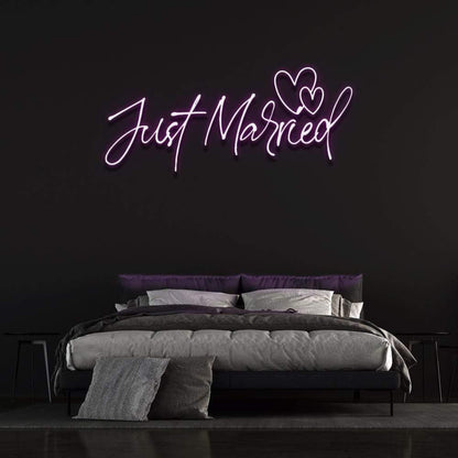 Just Married Warm Yellow Heart Led Neon Sign For Romantic Bedroom Decor | Shineneon