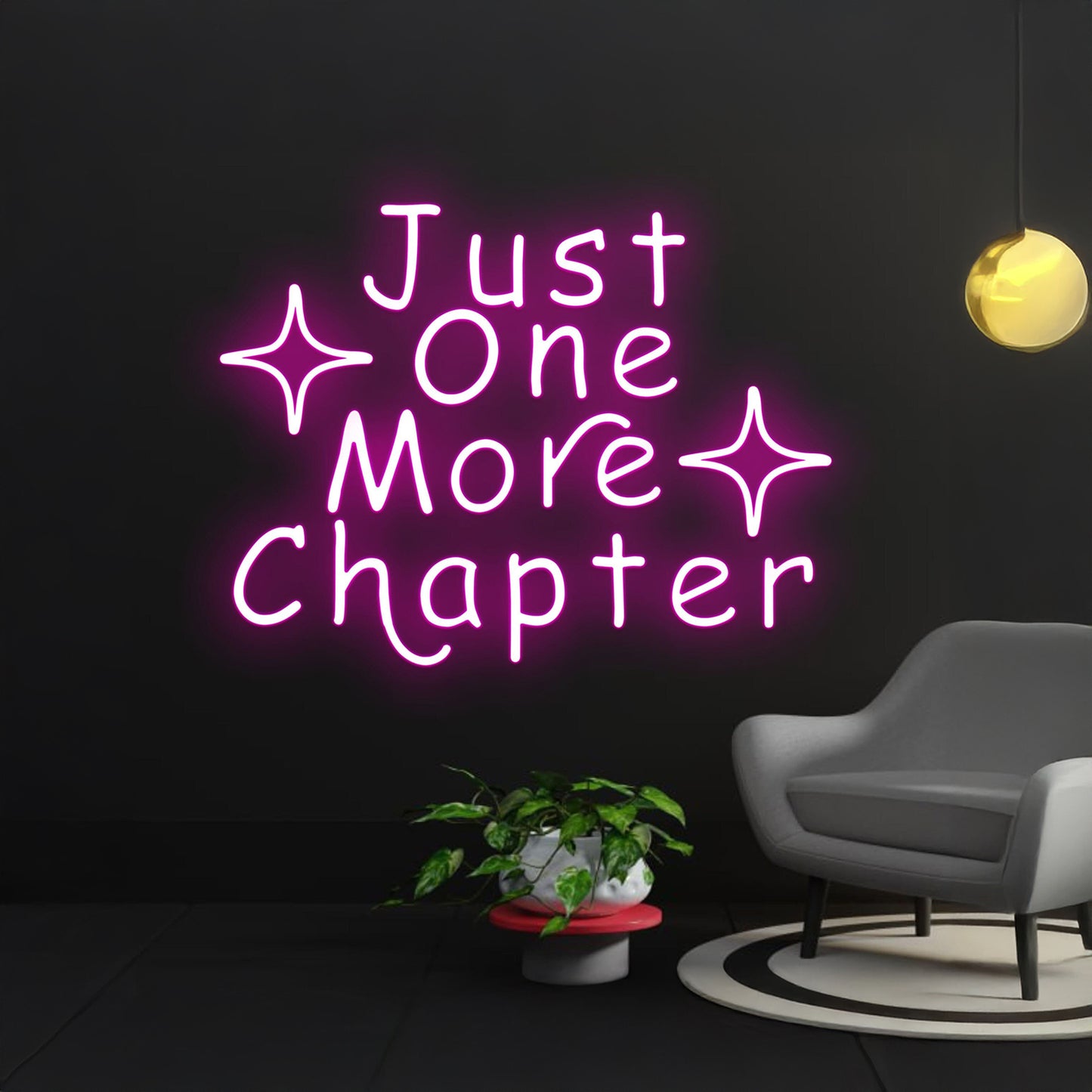 Just One More Chapter Neon Sign Bookworm Name Led Light