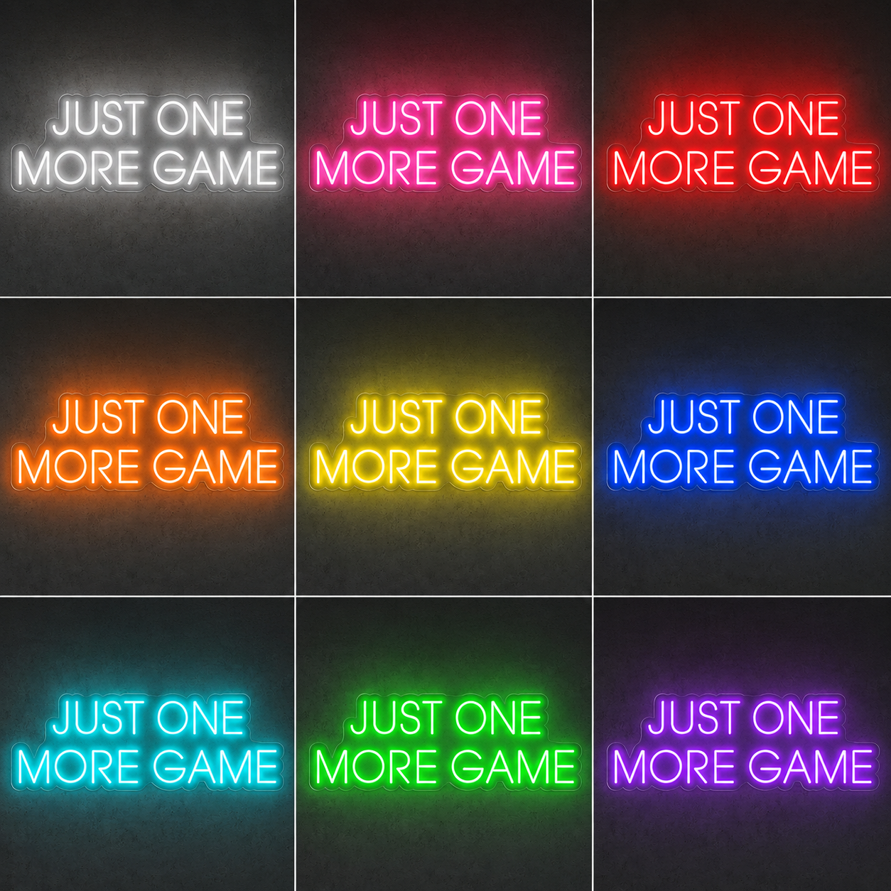 Just One More Game Wall Basement LED Neon Sign color grid
