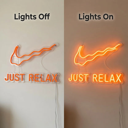 Just Relax LED Neon Sign Wall Neon Sign - 06 Day Night Comparison