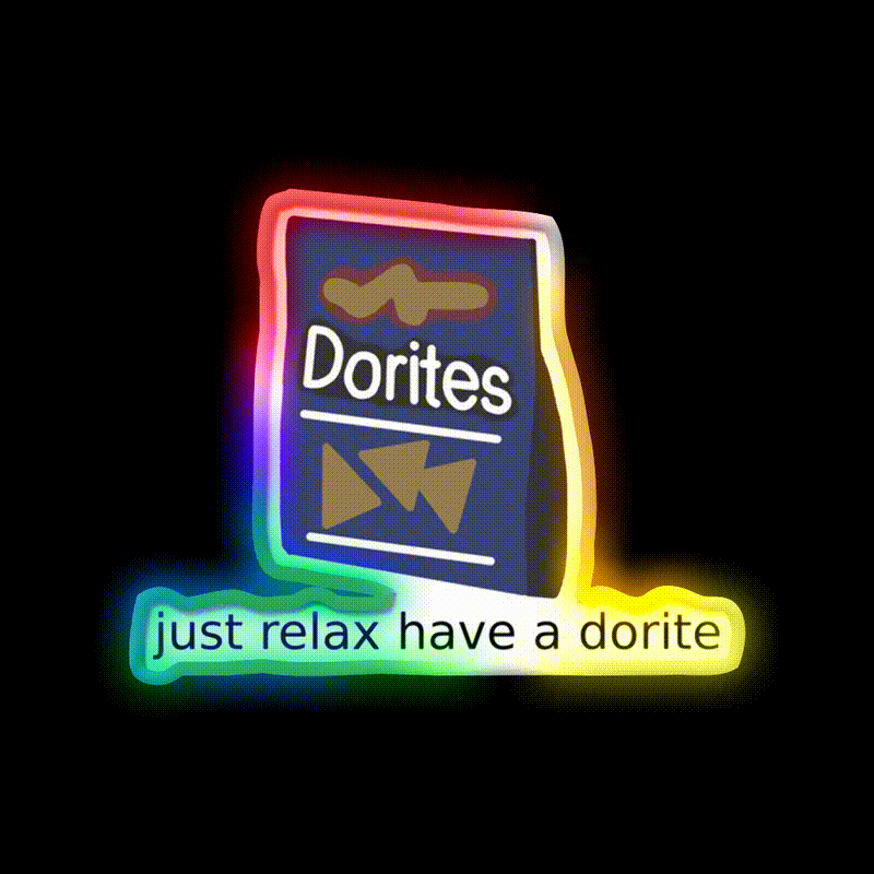 Just Relax Snack Food Led Neon Sign Rgb Color - LED neon sign close-up detail
