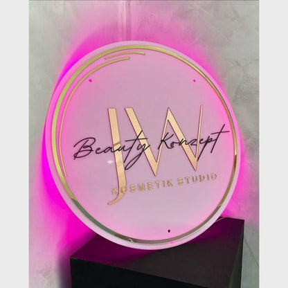 Jw Beauty Konzept Kosmetik Studio Acrylic Business Logo Sign - Shineneon