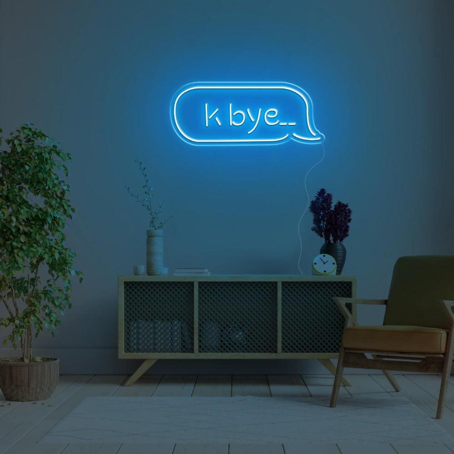K Bye Blue Dialog Led Neon Sign For Modern Home Decor | Shineneon