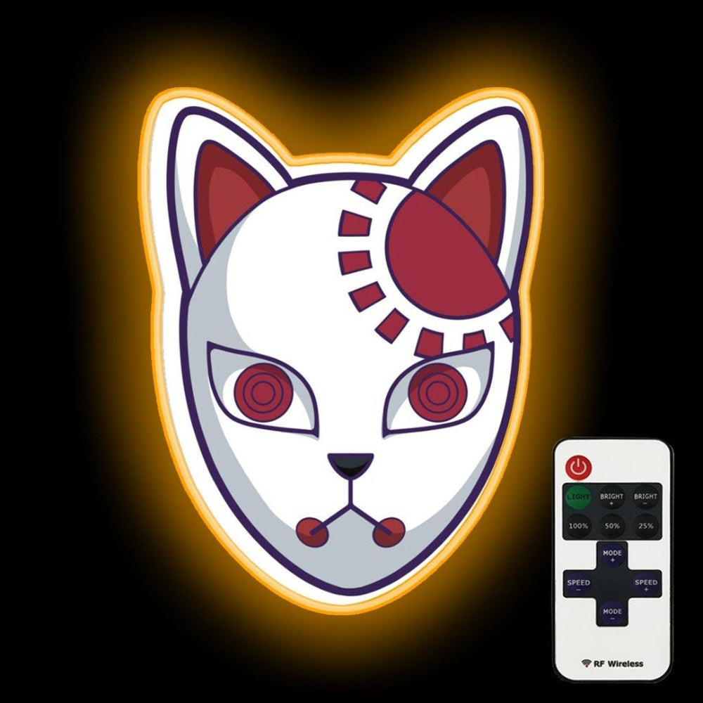 Kamado Tanjirou Kitsune Mask Demon Slayer Kimetsu No Yaiba Neon Sign - Custom LED neon sign front view