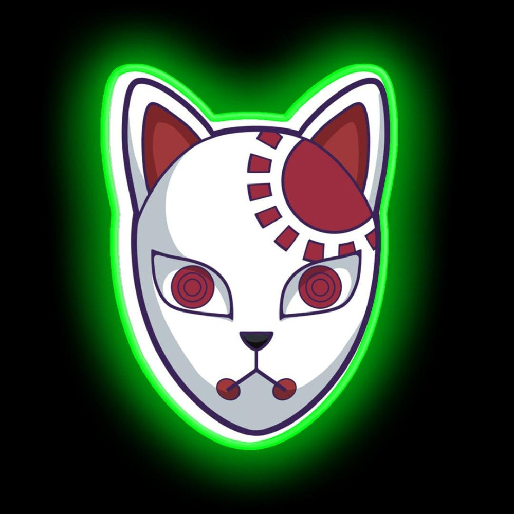 Kamado Tanjirou Kitsune Mask Demon Slayer Kimetsu No Yaiba Neon Sign - Neon sign mounted on wall in room