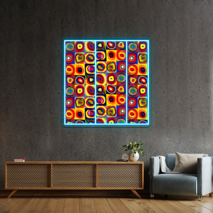 Kandinsky Modern Squares Circles Colorful Wall Artwork Neon Signs