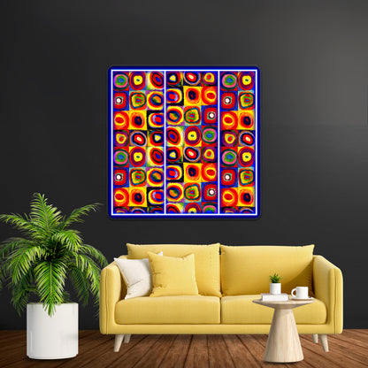 Kandinsky Modern Squares Circles Colorful Wall Artwork Neon Signs