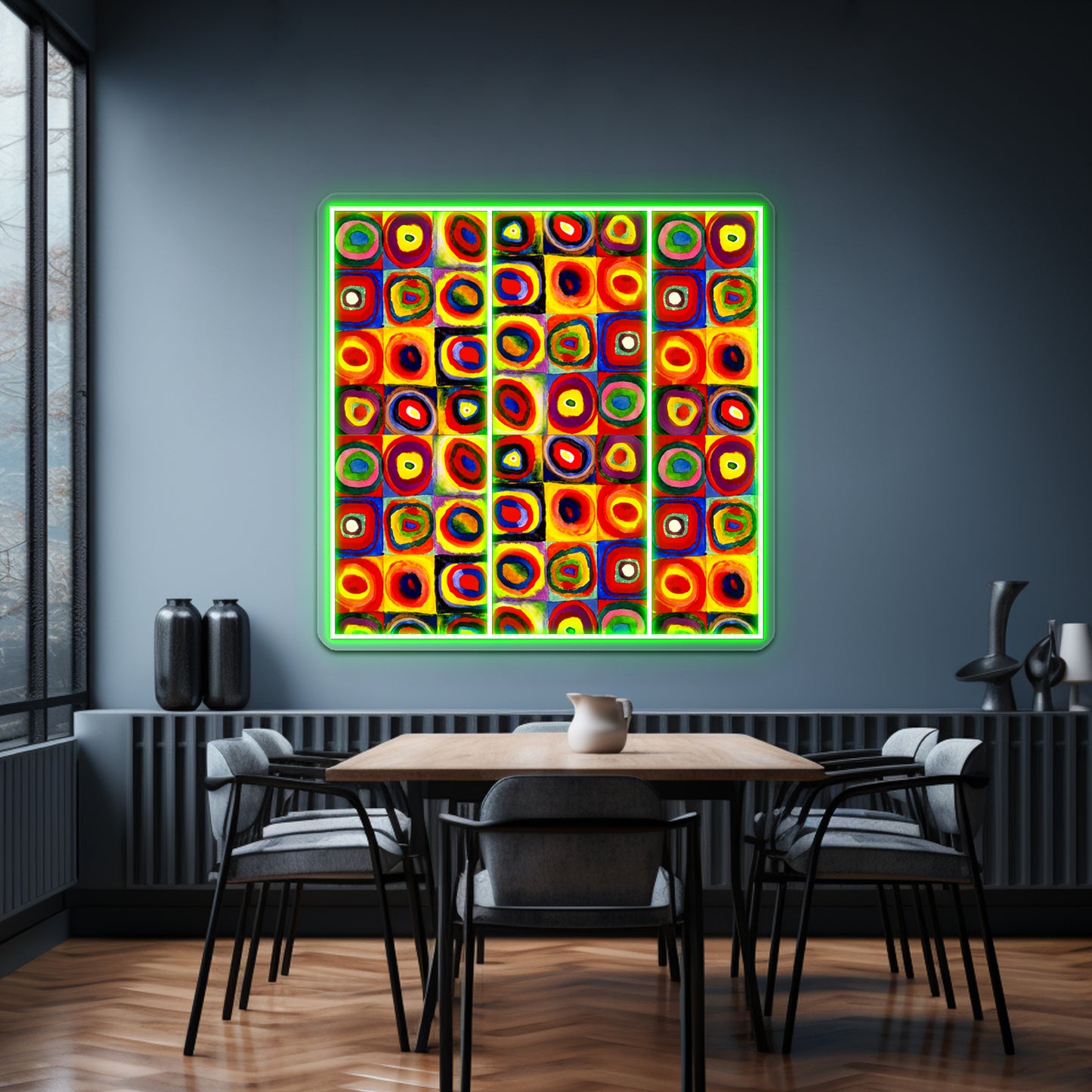 Kandinsky Modern Squares Circles Colorful Wall Artwork Neon Signs