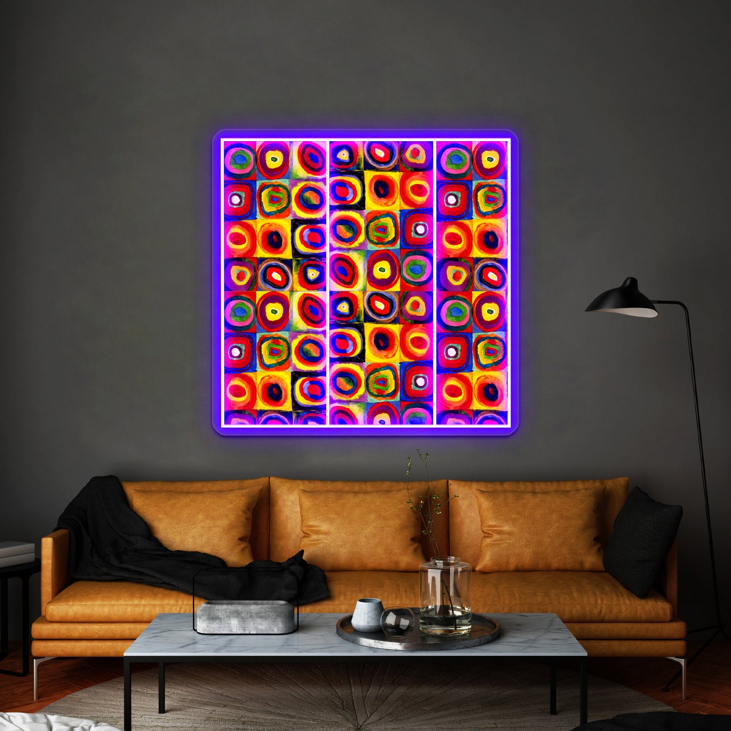 Kandinsky Modern Squares Circles Colorful Wall Artwork Neon Signs