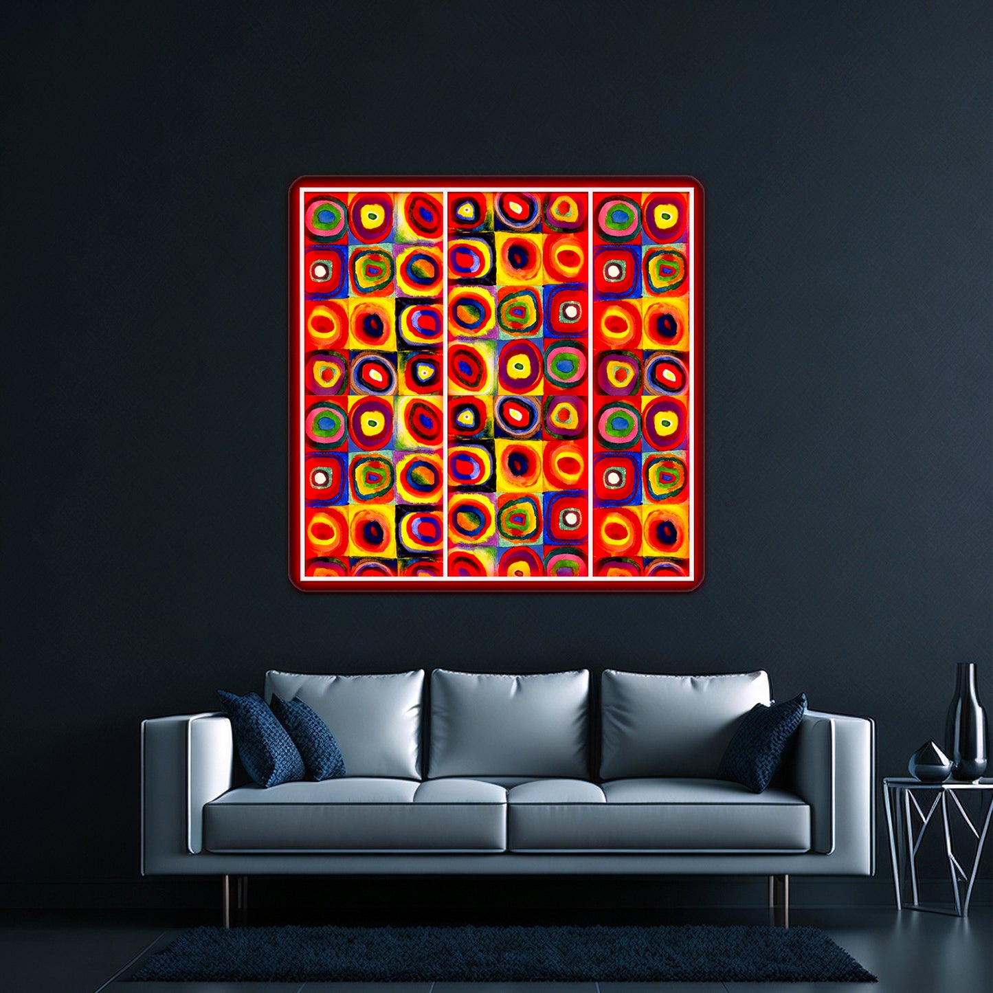 Kandinsky Modern Squares Circles Colorful Wall Artwork Neon Signs