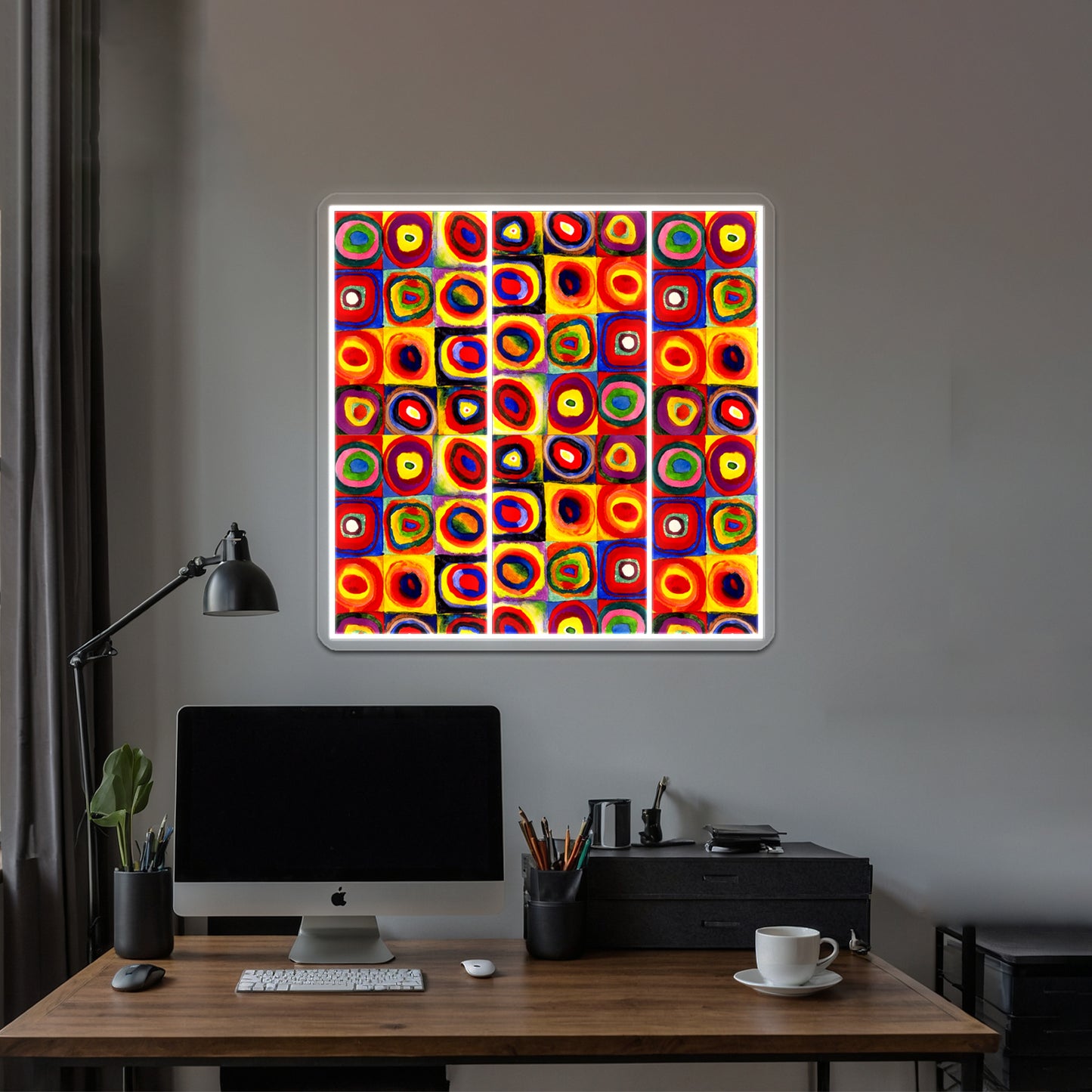 Kandinsky Modern Squares Circles Colorful Wall Artwork Neon Signs