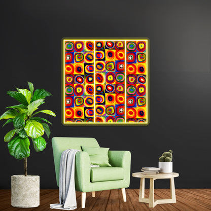 Kandinsky Modern Squares Circles Colorful Wall Artwork Neon Signs