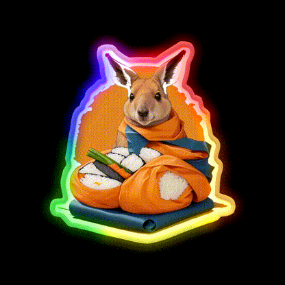 Kangaroo Chef Led Neon Sign Chinese Food Rgb Color