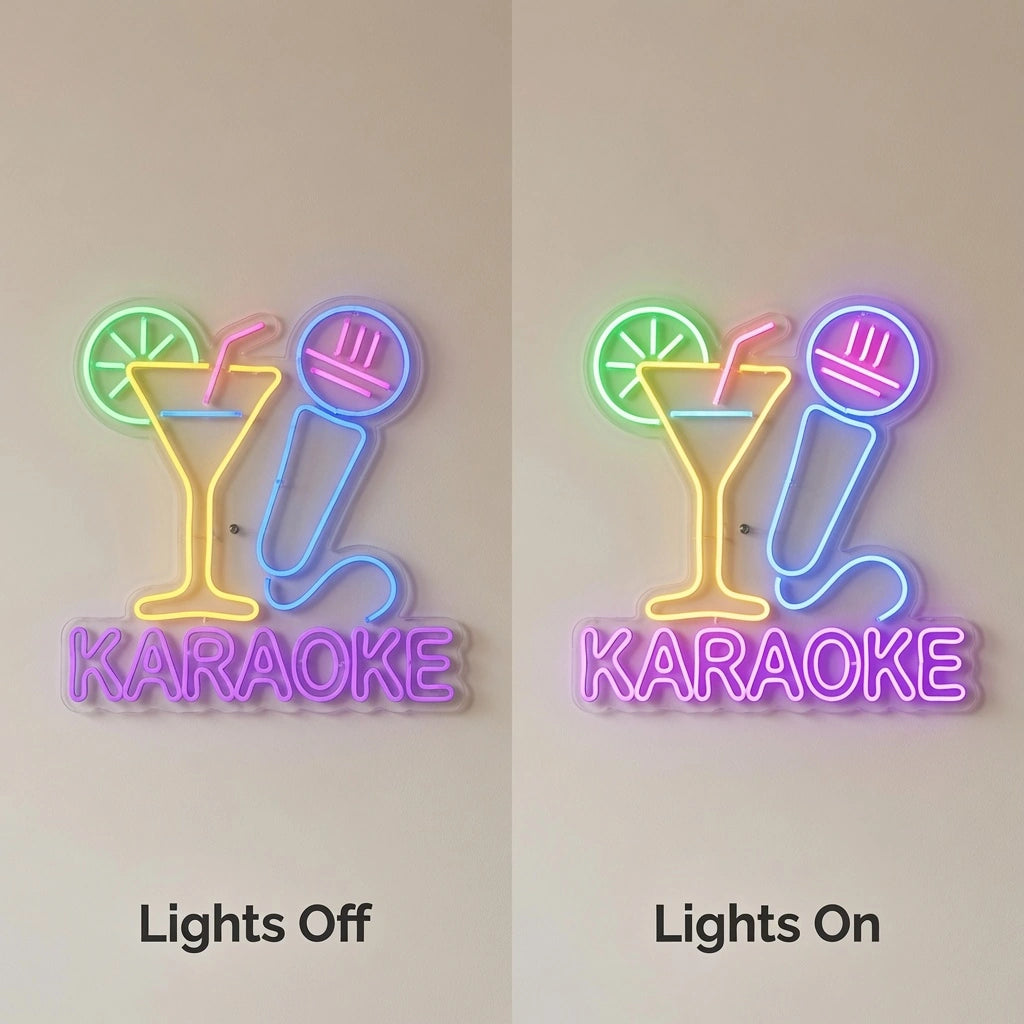 Karaoke LED Neon Sign Wall Neon Sign - 06 Day Night Comparison