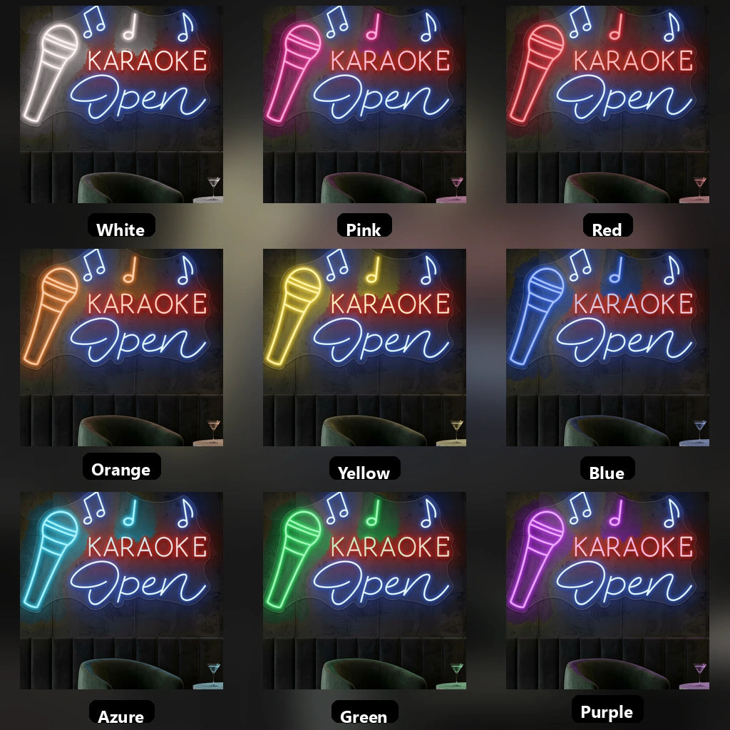 Karaoke Open LED Neon Sign - 05 Color Grid