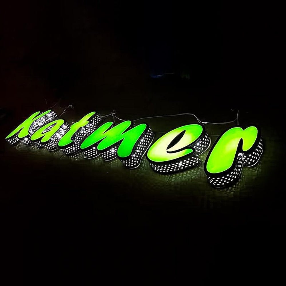 Kather 3D Front And Back Lit Letters Metal Led Sign - Shineneon