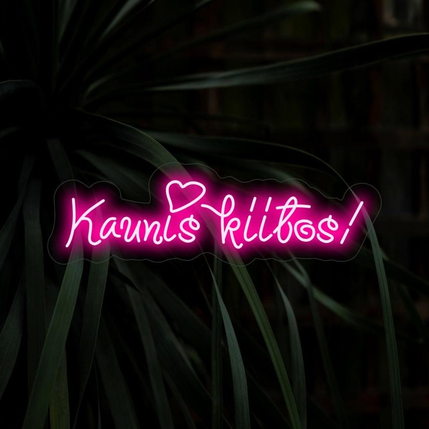 Kaunis Kiitos Pink Heart Led Neon Sign For Home And Cafe Decor | Shineneon