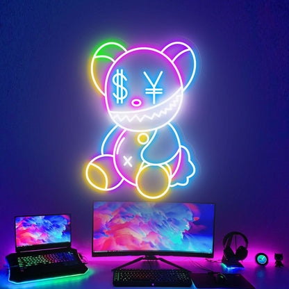 Kaw Teddy Bear Led Neon Sign Game Rooms Home Decor | Shineneon