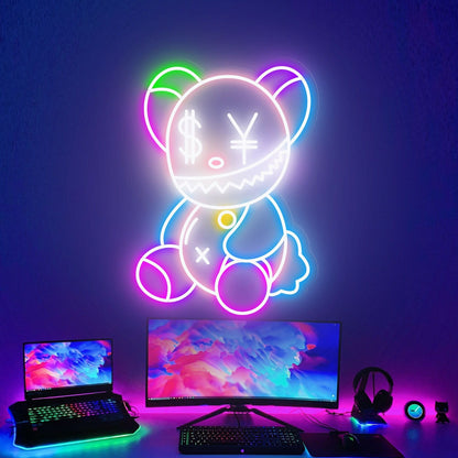 Kaw Teddy Bear Led Neon Sign Game Rooms Home Decor | Shineneon