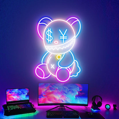 Kaw Teddy Bear Led Neon Sign Game Rooms Home Decor | Shineneon