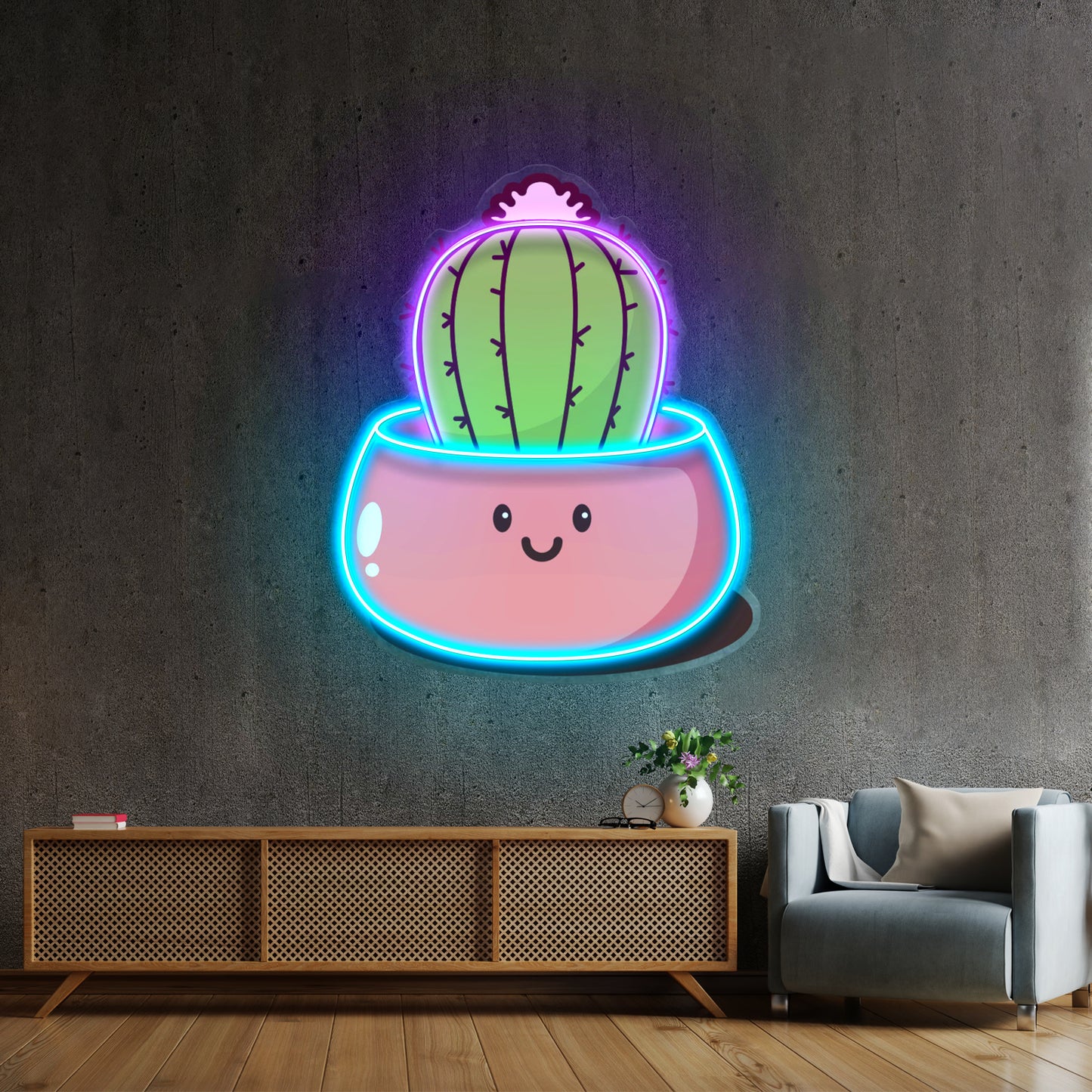 Kawaii Cactus Succulent Plant Led Neon Sign Light Custom Led Signs