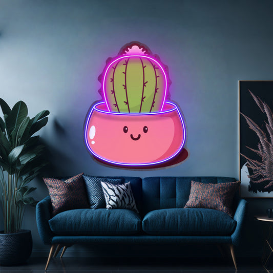 Kawaii Cactus Succulent Plant Led Neon Sign Light Custom Led Signs