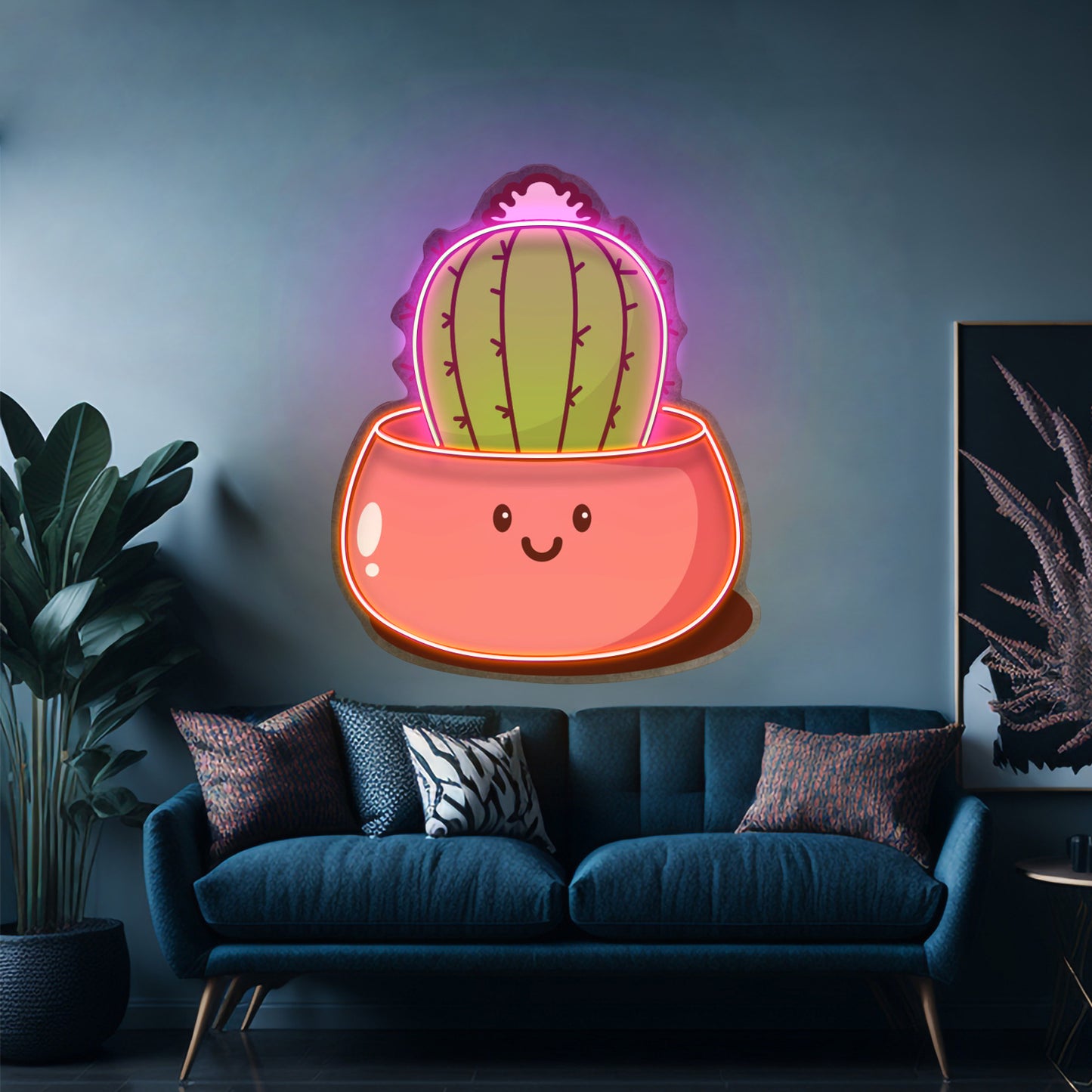 Kawaii Cactus Succulent Plant Led Neon Sign Light Custom Led Signs