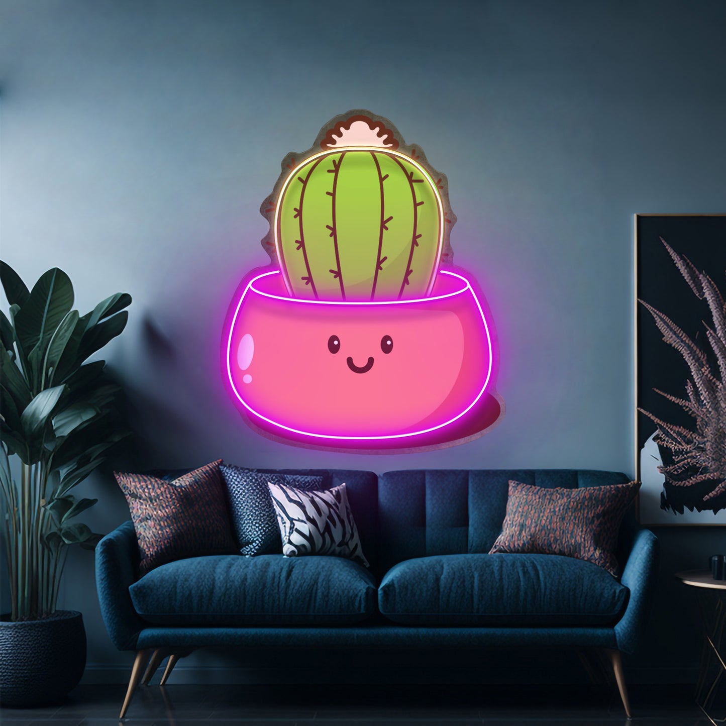 Kawaii Cactus Succulent Plant Led Neon Sign Light Custom Led Signs