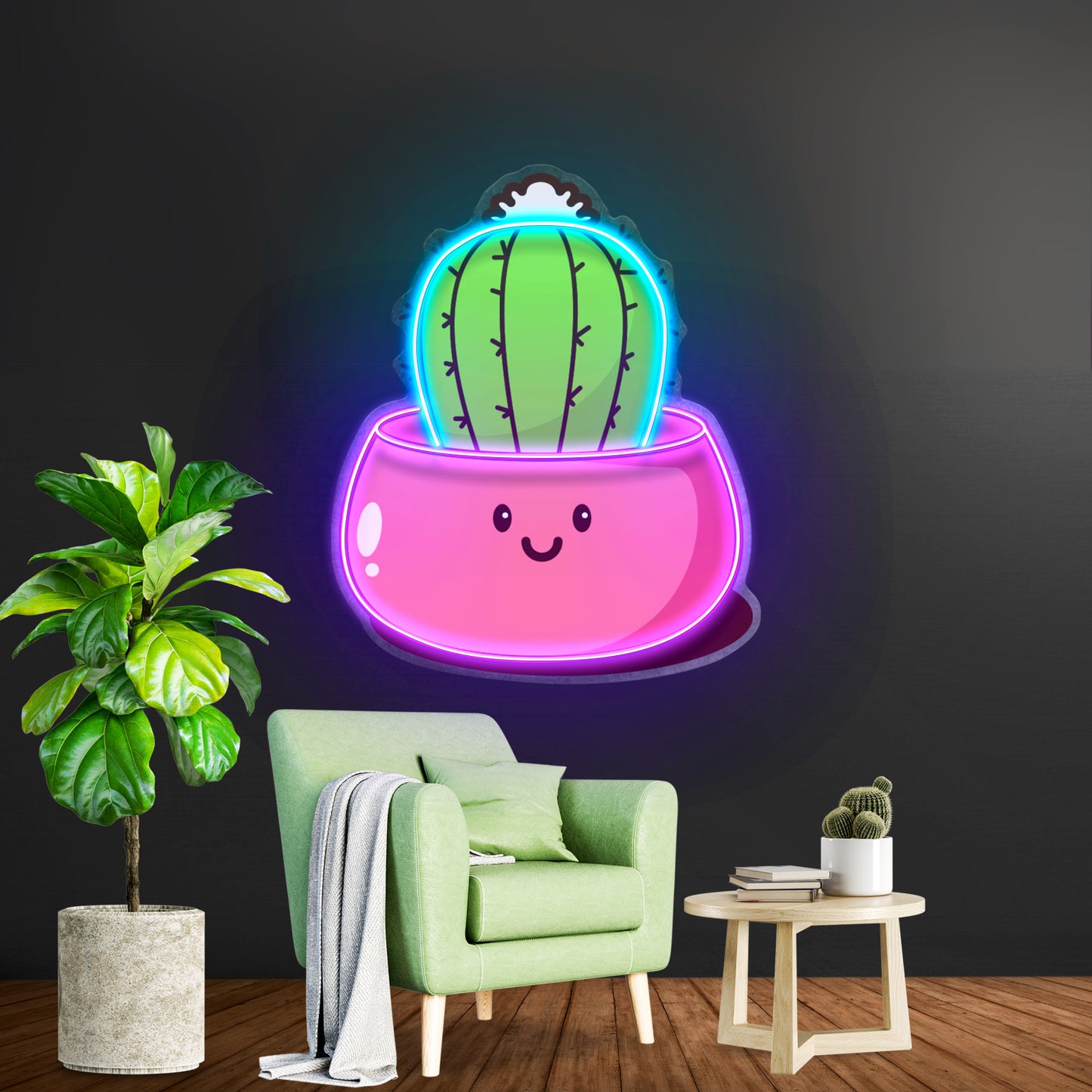 Kawaii Cactus Succulent Plant Led Neon Sign Light Custom Led Signs