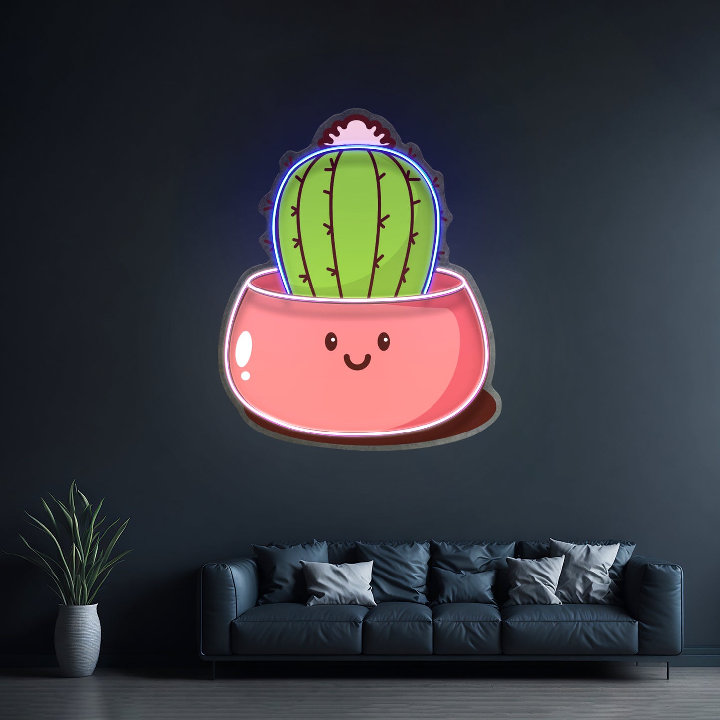 Kawaii Cactus Succulent Plant Led Neon Sign Light Custom Led Signs