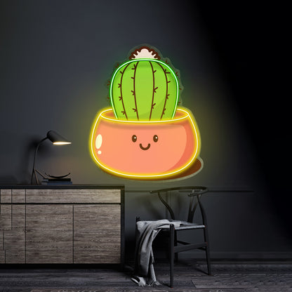 Kawaii Cactus Succulent Plant Led Neon Sign Light Custom Led Signs