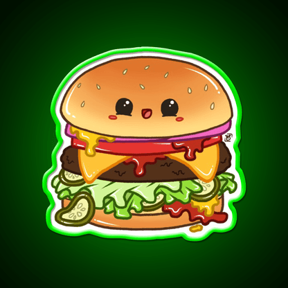 Kawaii Cheeseburger Fast Food Led Neon Sign For Burger Place Rgb Color - Shineneon