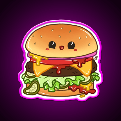 Kawaii Cheeseburger Fast Food Led Neon Sign For Burger Place Rgb Color - Shineneon
