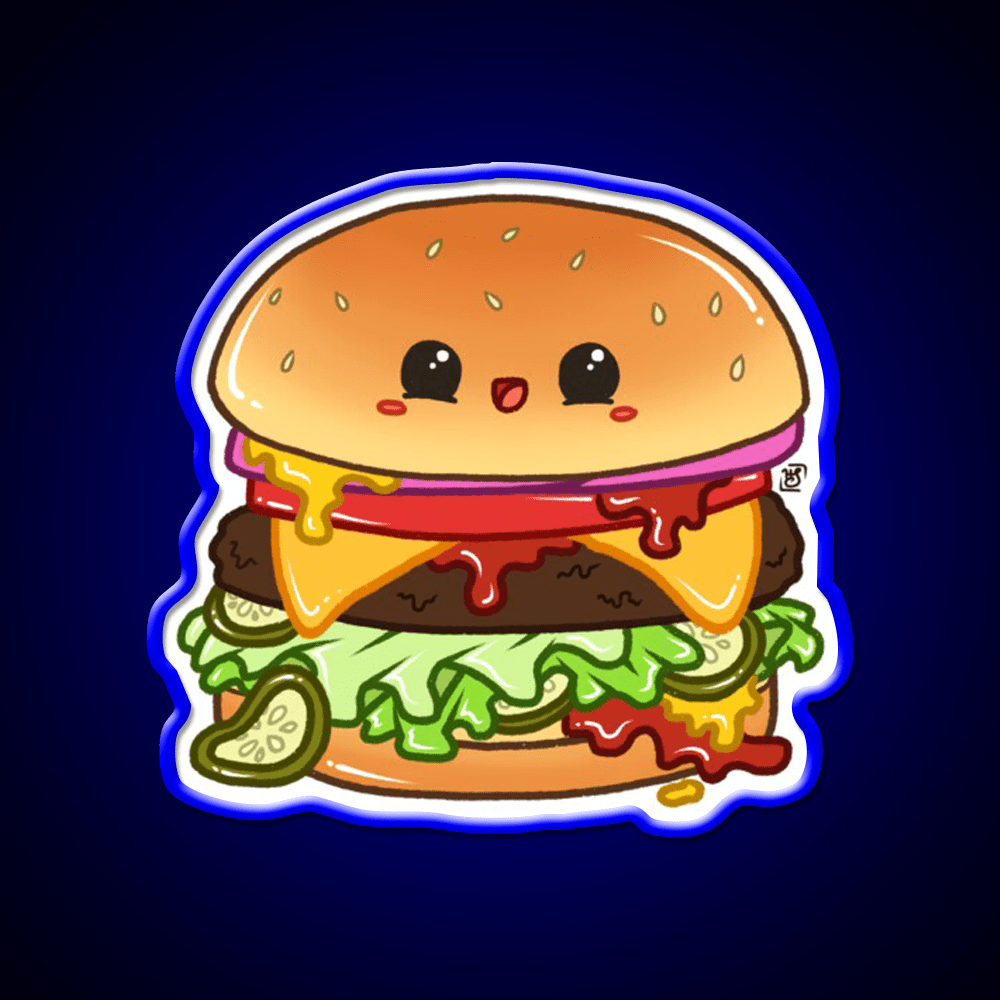 Kawaii Cheeseburger Fast Food Led Neon Sign For Burger Place Rgb Color - Shineneon