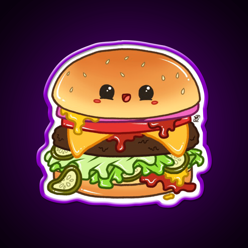 Kawaii Cheeseburger Fast Food Led Neon Sign For Burger Place Rgb Color - Shineneon