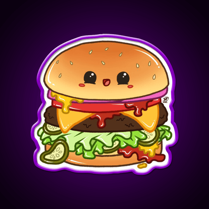 Kawaii Cheeseburger Fast Food Led Neon Sign For Burger Place Rgb Color - Shineneon