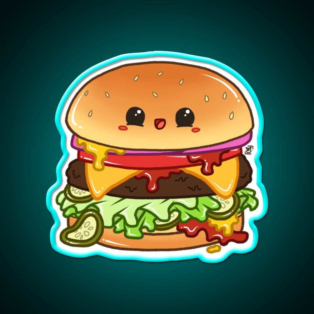 Kawaii Cheeseburger Fast Food Led Neon Sign For Burger Place Rgb Color - Shineneon
