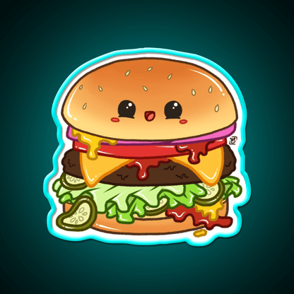 Kawaii Cheeseburger Fast Food Led Neon Sign For Burger Place Rgb Color - Shineneon