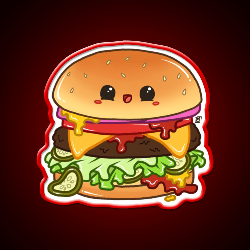 Kawaii Cheeseburger Fast Food Led Neon Sign For Burger Place Rgb Color - Shineneon