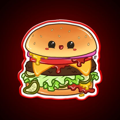 Kawaii Cheeseburger Fast Food Led Neon Sign For Burger Place Rgb Color - Shineneon