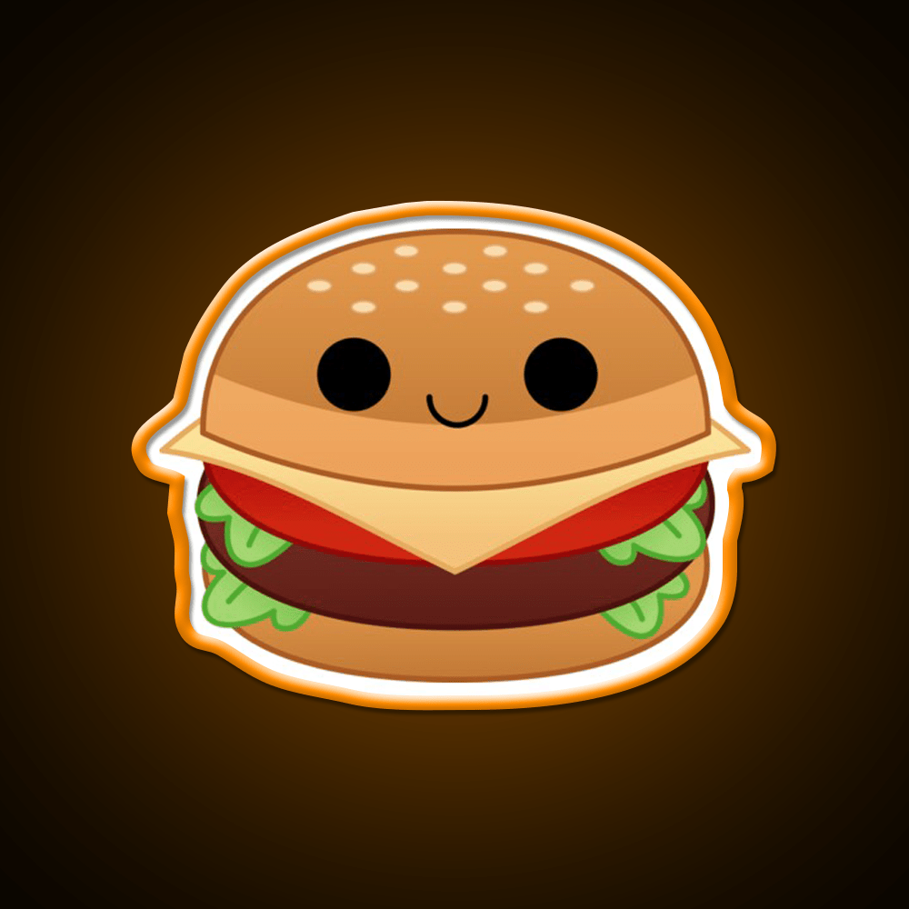 Kawaii Cheeseburger Fast Food Led Neon Sign For Burger Place Wall Art Rgb Color - Shineneon
