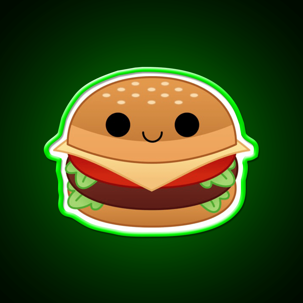 Kawaii Cheeseburger Fast Food Led Neon Sign For Burger Place Wall Art Rgb Color - Shineneon