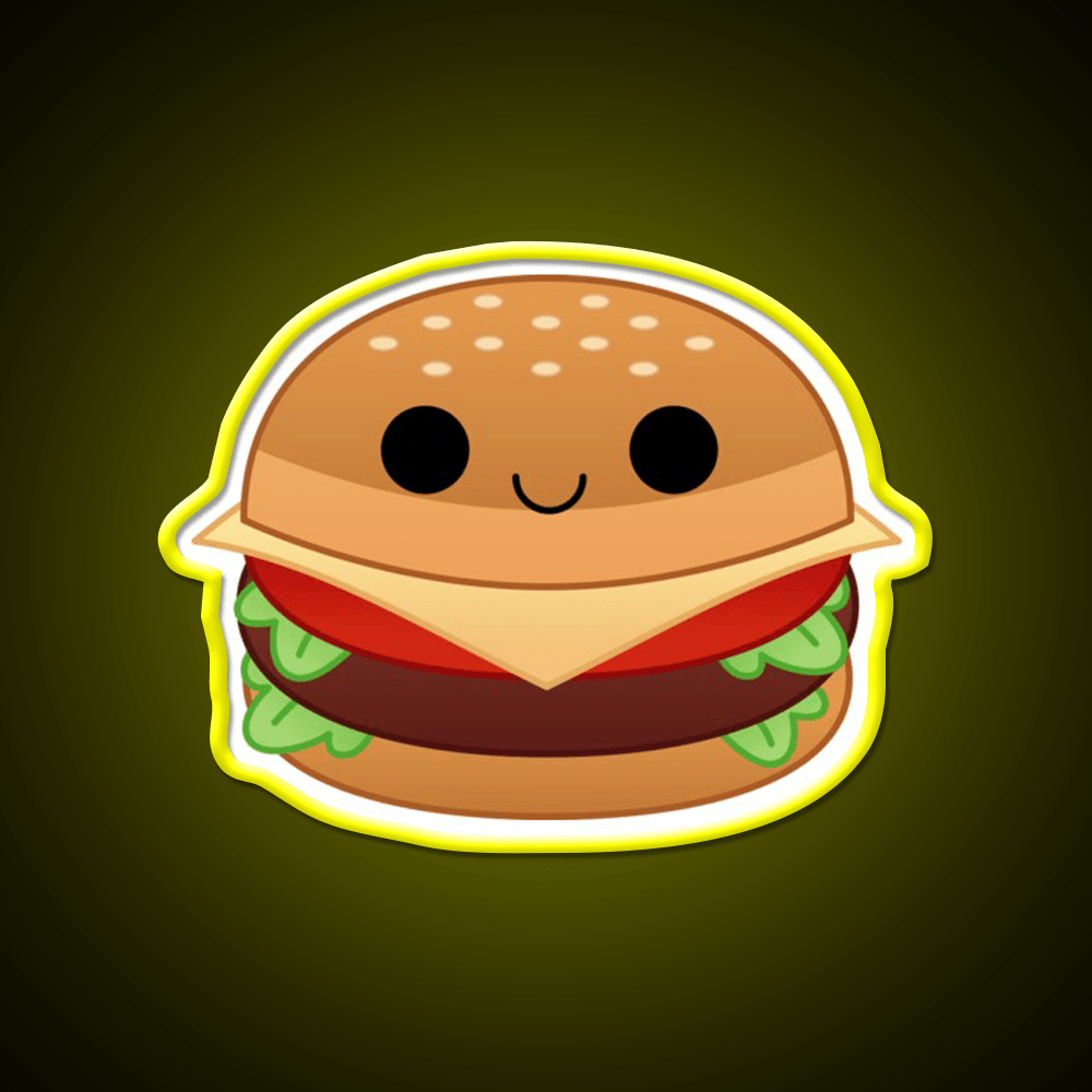 Kawaii Cheeseburger Fast Food Led Neon Sign For Burger Place Wall Art Rgb Color - Shineneon